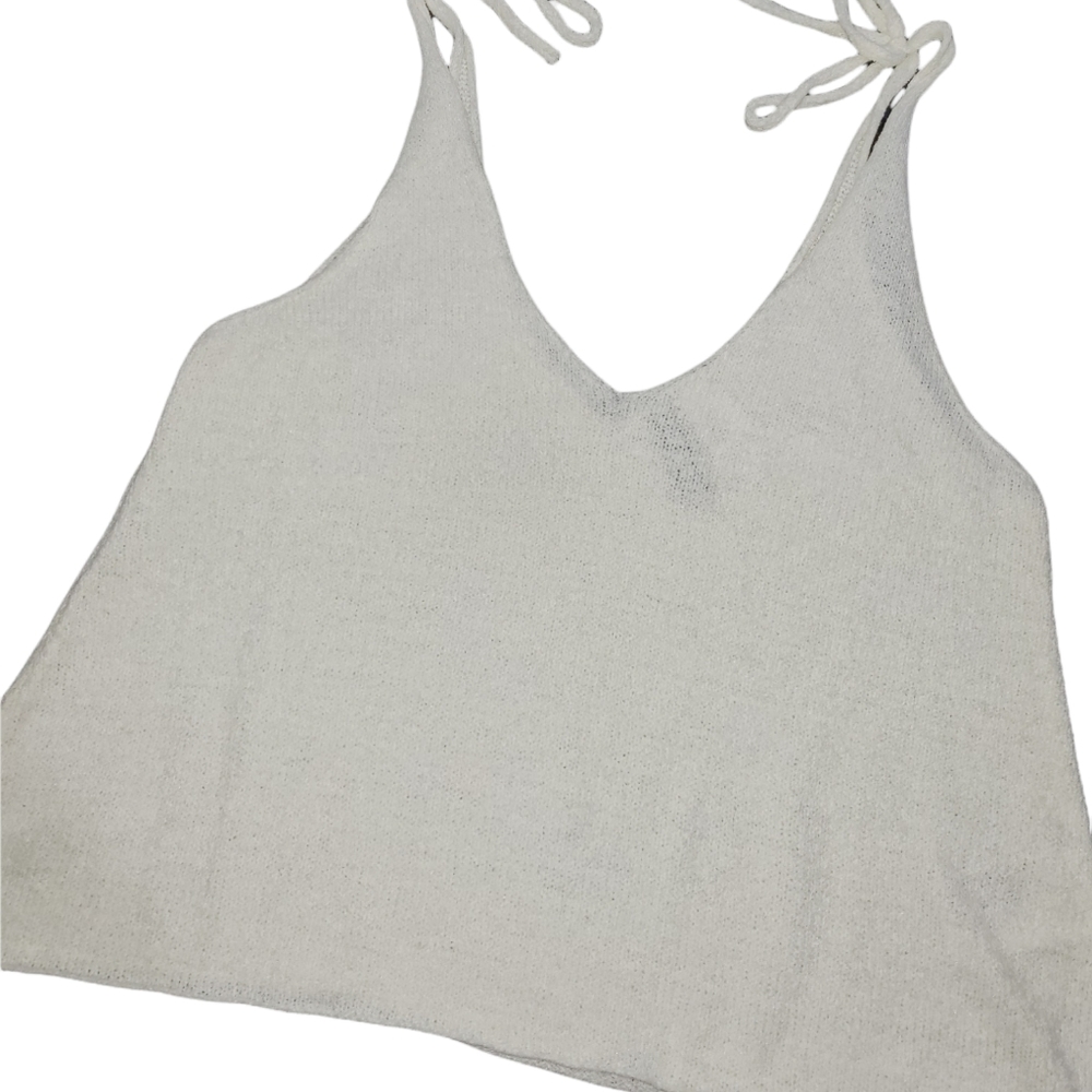H&M Divided Knit Sweater Spaghetti Strap Tie Shoulder Crop Top sz S